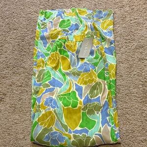 Floral Print Causal Pants with Green and Blue Accents